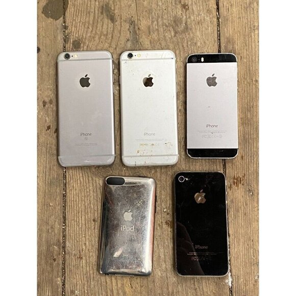 5 BROKEN IPHONE LOT - VARIOUS MODELS - 4 IPHONES, 1 IPOD Apple - Picture 2 of 7